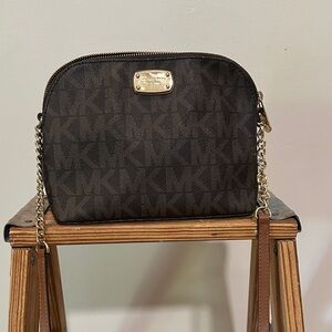 Michael Kors Dark Brown Crossbody Bag with Gold Accents